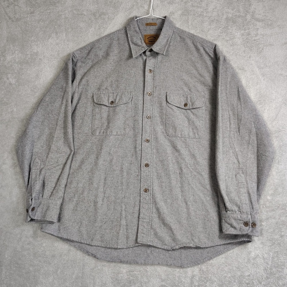 Vintage St Johns Bay Chamois Cloth Shirt Men's XL Gray Heavyweight Button Up
